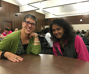 Karla and Sahana at Meetup Night.