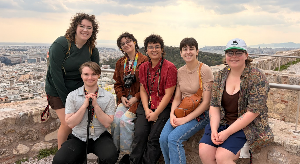 L&C speech/debate team members take in the Acropolis prior to competition