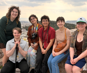 L&C speech/debate team members take in the Acropolis prior to competition