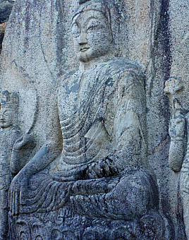 Rock-carved Buddha, 9th-10th century, Chilburam Hermitage, Gyeongju, South Korea.