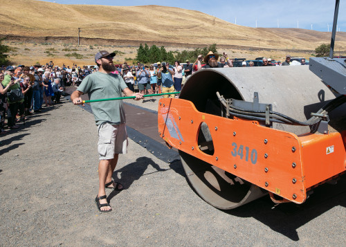 On August 24, at an event on the Maryhill Museum grounds, artists joined their blocks, inked them, and watched as a steamroller created a...
