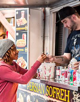 Student at a Portland food cart