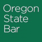 Deep green background with white letters Oregon State Bar