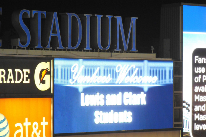 A welcome message at the Yankee Stadium