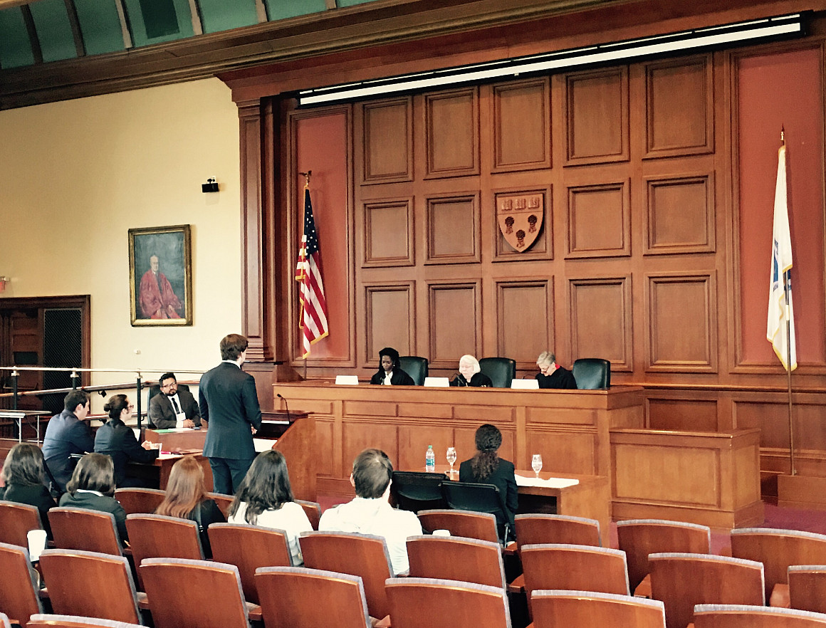 A competitor arguing in the National Animal Law Competition in 2016