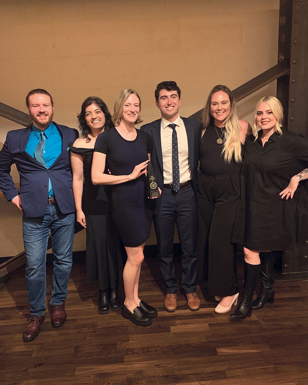 (L to R): Luke Lartigue '26, Bahar Tarighi '26, Amy Sohlberg '24, Jake Serafini '24 Christa Doerbeck '24, and Mikki Ness '26.