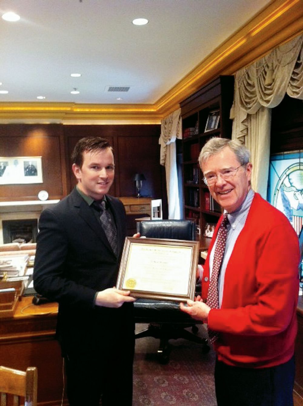 Nathan Scramek '12 with Judge Diarmuid O'Scannlain.