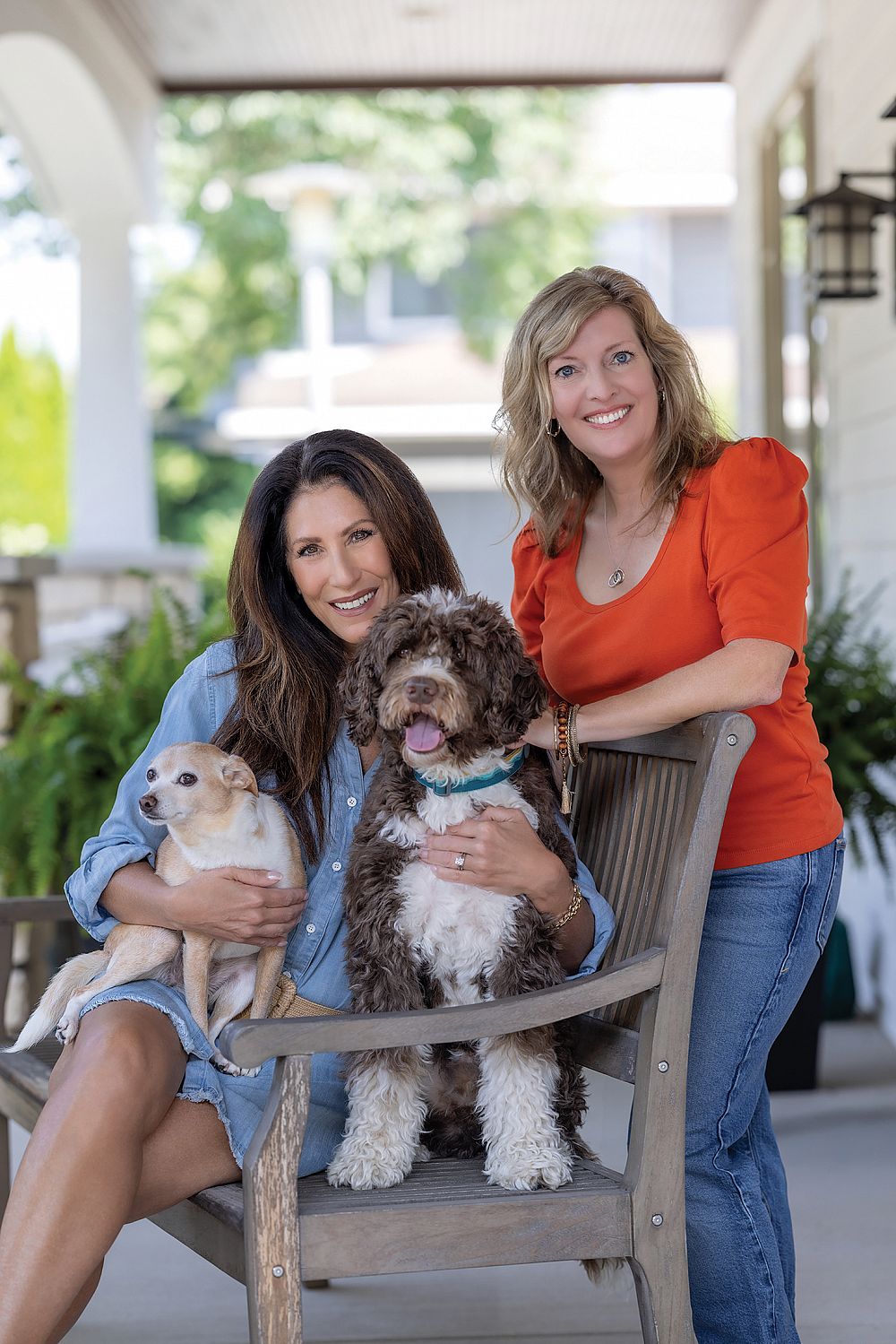 Associate Dean of the Animal Law Program Pamela Byce and CALS Executive Director Megan Senatori with dogs Cricket and Ranger.