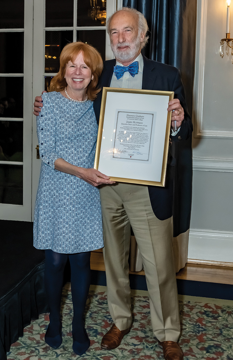 (L to R) Dean Jennifer Johnson and Emeritus Dean and Professor of Law Jim Huffman.