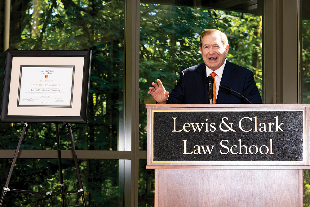 Jordan D. Schnitzer making remarks.