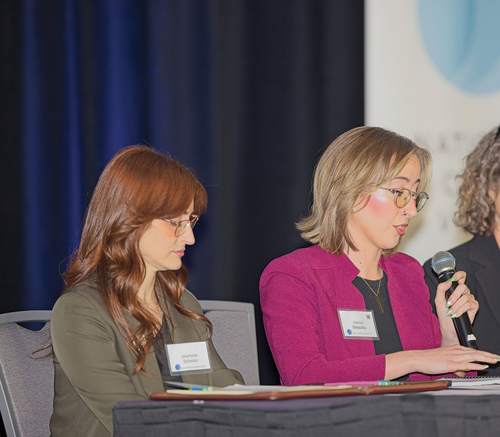 Students Stephanie Scheno '25 and Hannah Beaulieu '26 at the Crime Victim conference.