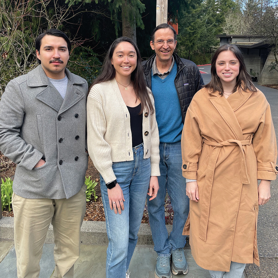 L to R: Matt Campa '22, Kassie Kometani '22, Haley Nicholson 22, and Professor Craig Johnston.