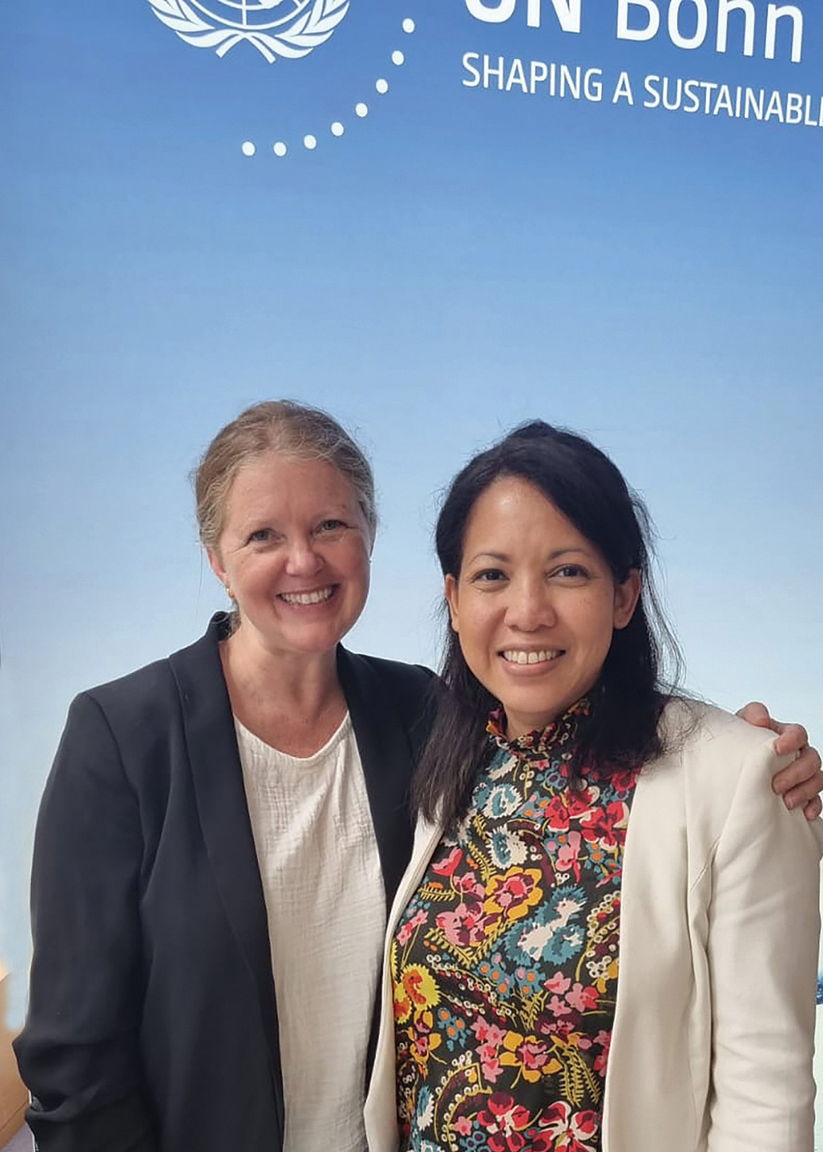 Professor Erica Lyman '06 (L) and Renee Gift '09 in Bonn, Germany.