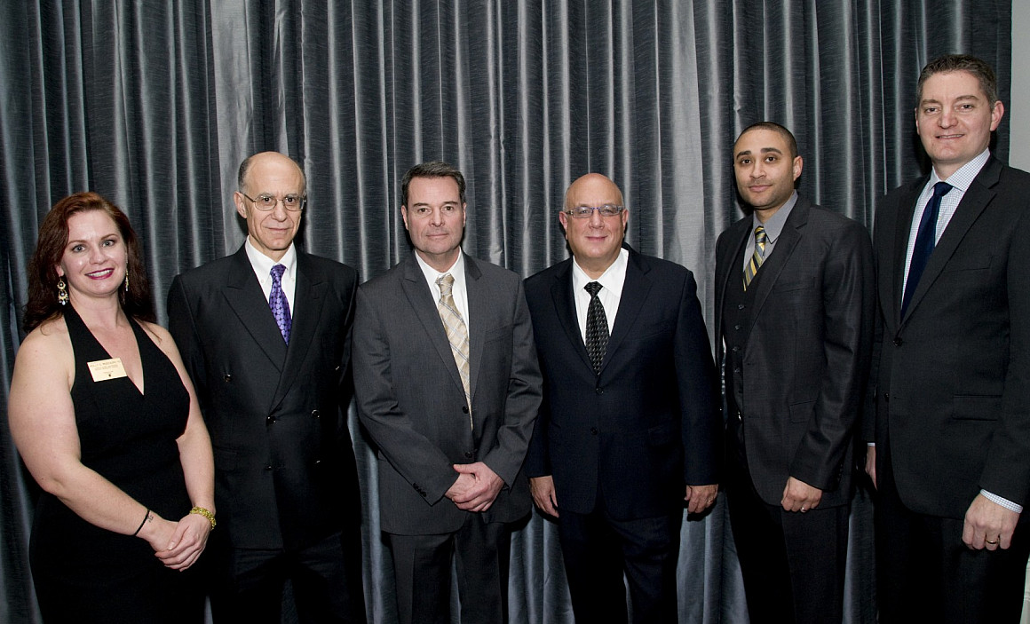 Holly Rudolph '10, president of the Recent Graduate Council; Dean Robert Klonoff; the Hon. Michael McShane '88; the Hon. Michael Simon; R...