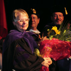 Associate Dean Martha Spence ?84 receives recognition for  her many years of service.
