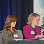 Students Stephanie Scheno '25 and Hannah Beaulieu '26 at the Crime Victim conference.