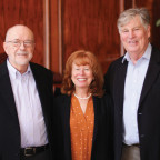 Professor Doug Newell, Dean Jennifer Johnson, and Rex Malott BS '73, JD '76.