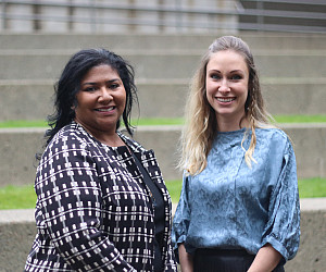 Harpole Attorney Award winner Jennifer Yruegas '99 and Harpole Scholarship recipient Dayna Jones '18.