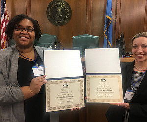 Michelle Stowers '17 (left) and Jessica Gordon '17