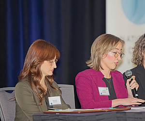 Students Stephanie Scheno '25 and Hannah Beaulieu '26 at the Crime Victim conference.
