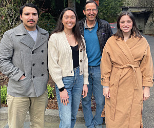 L to R: Matt Campa '22, Kassie Kometani '22, Haley Nicholson 22, and Professor Craig Johnston.