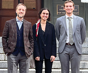 WRLC attorney Aaron Bruner, along with Fall 2024 WRLC Practicum students Maria Guillamont and Taylor Harwood.