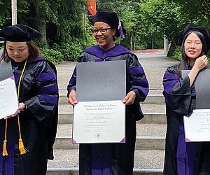 Animal law LLM graduates Lyudmila Shegay, Gladys Kamasanyu, and Yiran Zhang