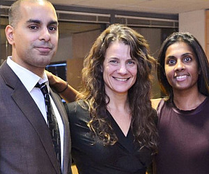 Bobbin Singh '11, Associate Professor Aliza Kaplan, and Janis Puracal of the Oregon Innocence Project