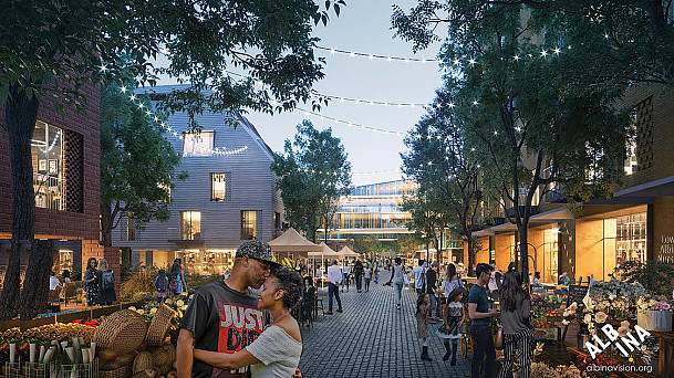 A color rendering of the revitalized community, as envisioned by the new AVT-L&C partnership.