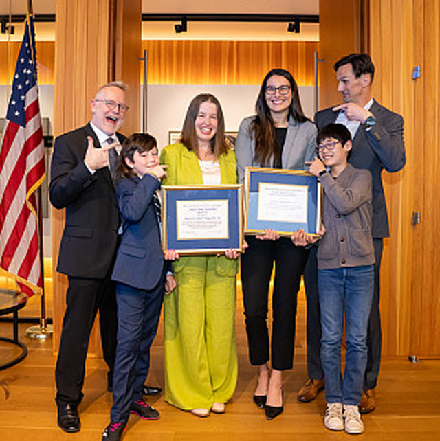 Kristen West McCall '06, Katie Jahangiri '26 and their families.