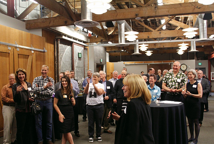 Dean Johnson welcomes reception attendees.