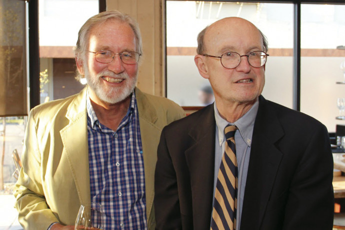 From left: D. Lawrence Wobbrock JD ?77 and Henry J. Casey Professor Emeritus of Law Edward Brunet