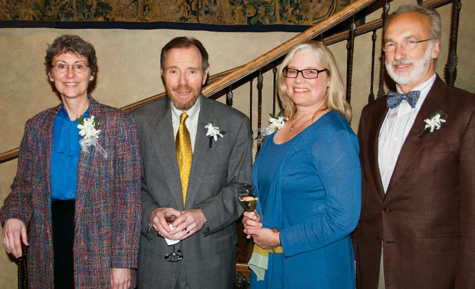 During a special reception held as part of the Law School's commencement alumni, faculty, and staff had an opportunity to pay special tribute to the retirees. Left to right: Beth Enos, Peter Nycum, Janet Neuman, and Jim Huffman.