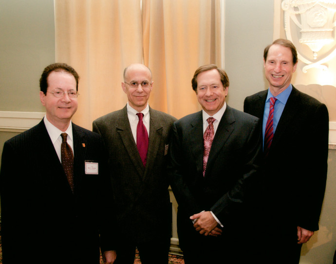Left to right: Lewis &amp; Clark President Barry Glassner, Law School Dean Bob Klonoff, Jordan Sc...