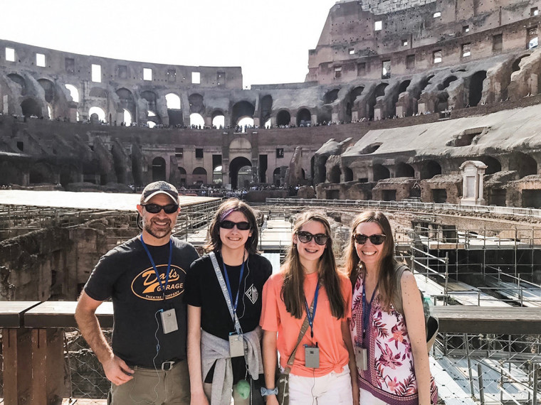 Steve Lowry '98 and family in Rome
