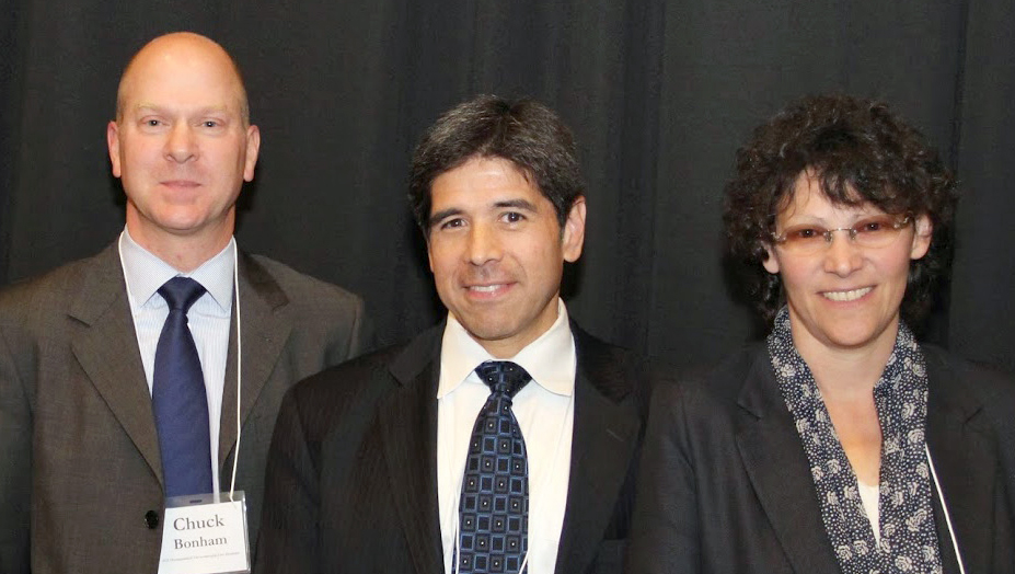 Chuck Bonham '00, Cliff Villa '93, and Janice Schneider '92.