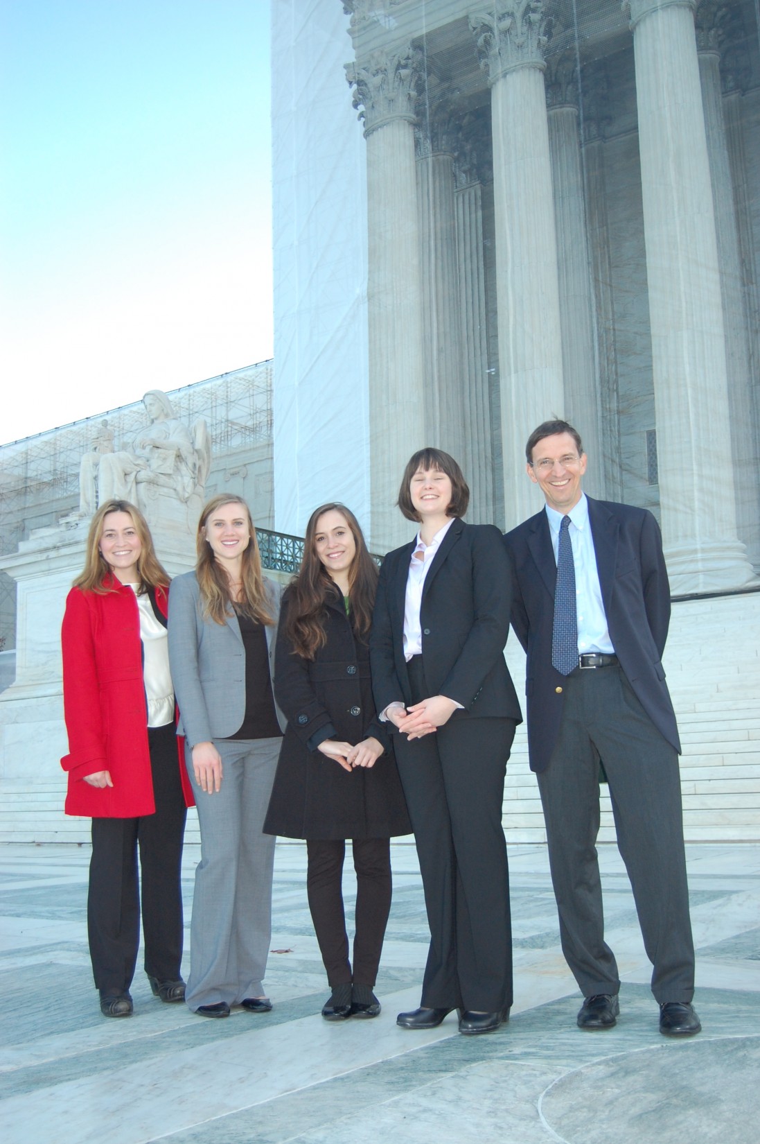 Professor Allison LaPlante, Maggie Hall, Lia Comerford, Meredith Price, and Professor Craig Johnston