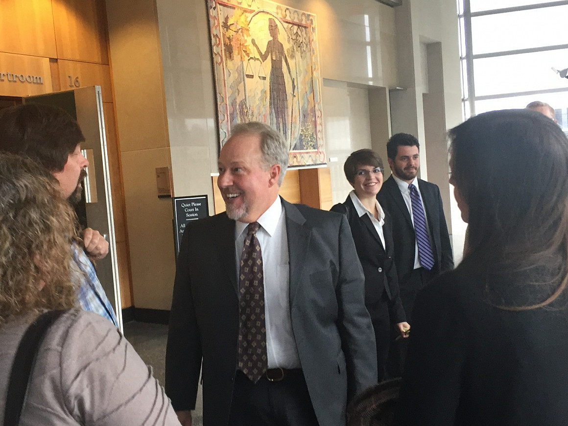 A cheerful Tom Buchele after a successful PI win.