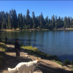 Walton Lake is a popular recreation site. Here Earthrise attorney Tom Buchele and his dog Peggy e...