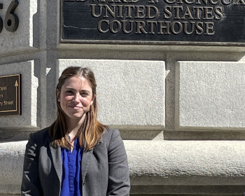 Haley at the Edward T. Gignoux U.S. Courthouse in Portland, Maine.