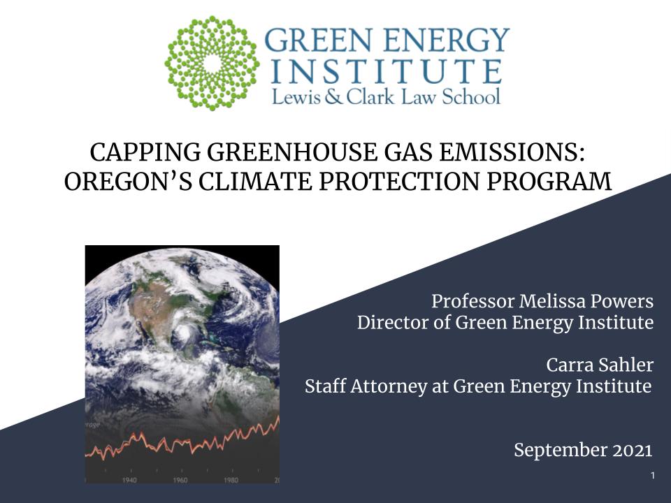 Capping Greenhouse Gas Emissions: Oregon?s Climate Protection Program