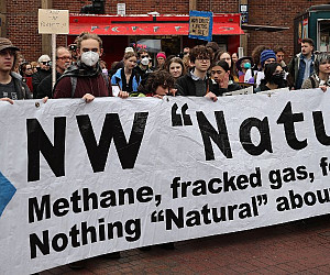 Breach Collective picture of protest against NW Natural