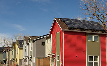 March 17, 2014 - The Red Oak Park a neighborhood in Boulder, CO features renewable energy design.  (Photo by Dennis Schroeder / NREL)