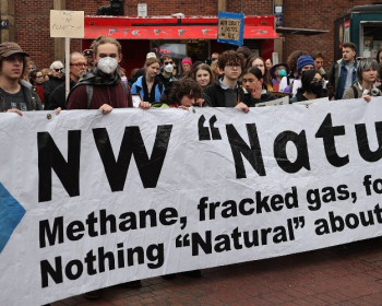 Breach Collective picture of protest against NW Natural