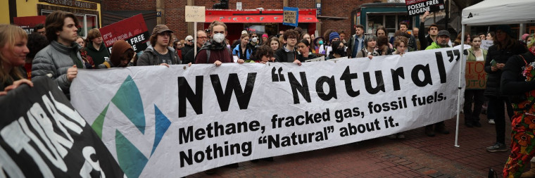 Breach Collective picture of protest against NW Natural
