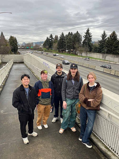 Students about I-5 crossing near Boise-Eliot neighborhood.