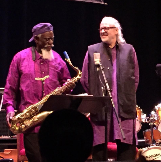 Pharaoh Sanders and Michael Stirling at the Portland Jazz Festival's Universal Consciousness Concert honoring theColtrane family legacy.