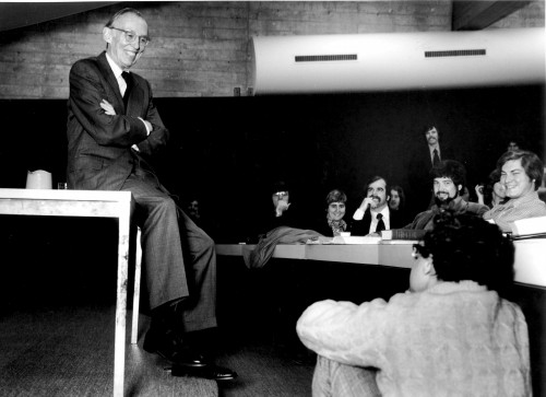 Associate Justice of the U.S. Supreme Court Lewis F. Powell Jr. visits the law school in 1975.