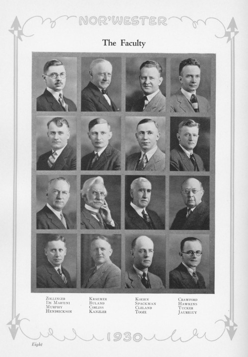 Faculty portraits are featured on a page of the 1930 yearbook.