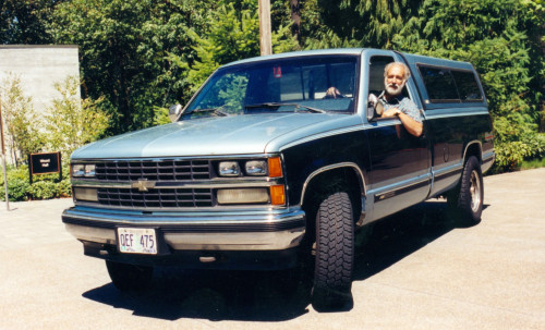 Dean Jim Huffman is in his pickup and ready to head out, circa 2006.